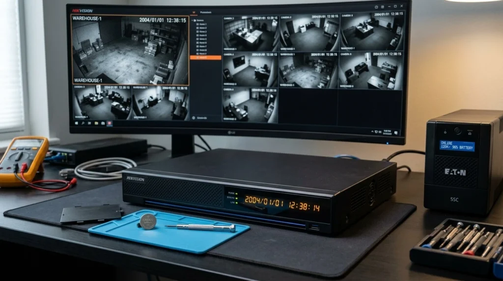 Hikvision cctv dvr resets to 2004